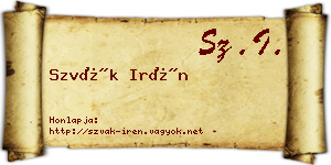 Szvák Irén névjegykártya